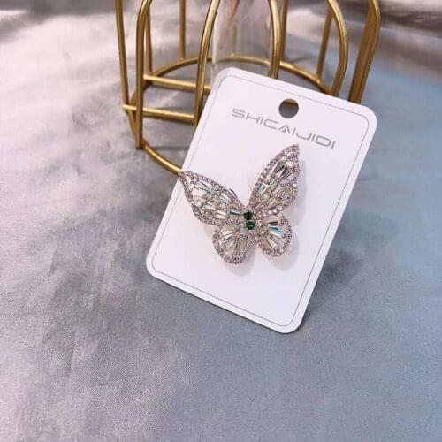 OKILY 2021 New Lovely Pink Zirconia Fashion Animal Brooches for Women Butterfly Pins and Brooch Jewelry Coat Accessories