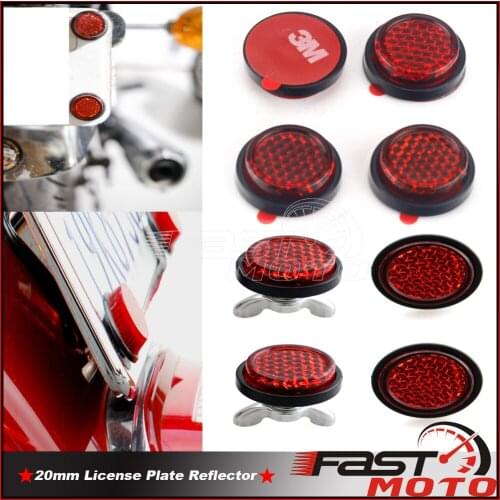 Universal 8X License Plate Reflector 20mm Red 4X Mini Number Plate Reflective For Yamaha Suzuki Honda Kawasaki Harley Ducati