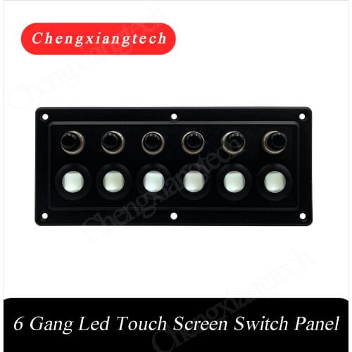 12V/24V 6 Gang touch control sensive rocker switch panel box blue led on-off 10A Circuit Breakers for car truck jeep boat