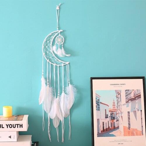 Feather Crafts Dream Catcher White Wind Chimes Handmade Dreamcatcher Net for Wall Hanging Home Decoration