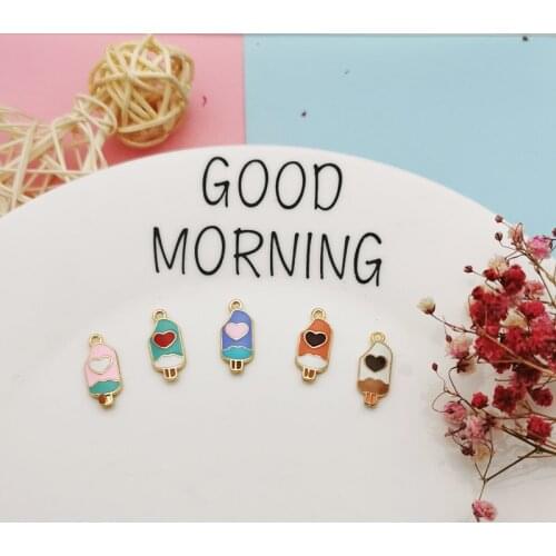10pcs 20*8MM DIY Alloy Popsicle Double-color Enamel Charms Ice Cream Ice-lolly Hanging Bracelet Pendants Jewelry Accessory YZ741