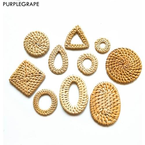 PURPLEGRAPE Minimalist fashion bamboo geometric holiday style earrings accessories DIY handmade pendant a pack of 1