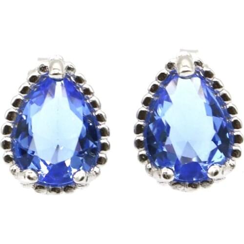 10x8mm Pretty 2.1g Created Rich Blue Violet Tanzanite For Womans Jewelry Wedding Real 925 Solid Sterling Silver Earrings