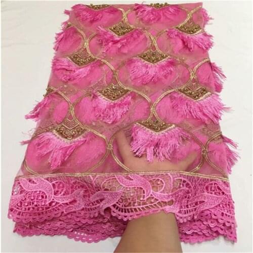 Swiss Voile Lace In Switzerland 2020 pink High Quality Tassel Lace African Lace Fabric Fashion Nigerian Cotton Lace Material