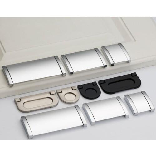 KK&FING 1PC Hidden Cabinet Knobs and Handles for Furniture Zinc Alloy Wardrobe chest of drawers Home Improvement Hardware