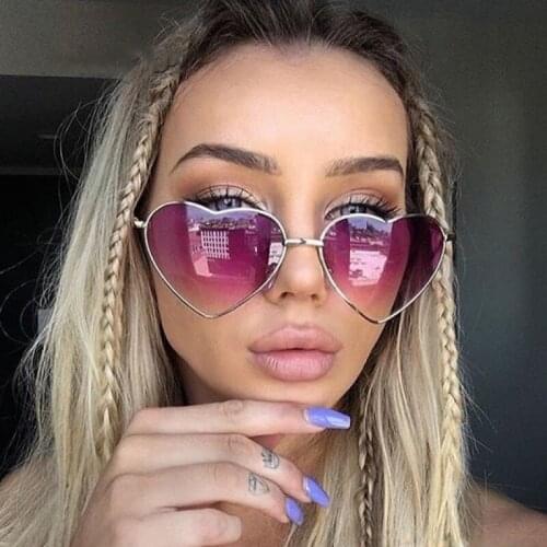 Vintage Heart Sunglasses Women Brand Designer Mirror Candy Color Gradient Sun Glasses Outdoor Goggles Party Oculos De Sol