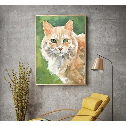 Modern Cute Orange Cat Avatar Poster Home Wall Art Decorative Canvas Painting Print Picture Wall Stickers Can Be Customized