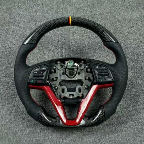 Cuatomized Real Carbon Fiber Sports Steering Wheel Alcantara Leather compatible for Hyundai Tucson 2015-2020