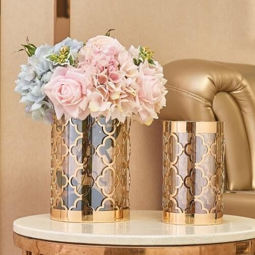 Vase decoration home Hollowed out pattern Metal vase Candy jar Wedding decoration Home decorations
