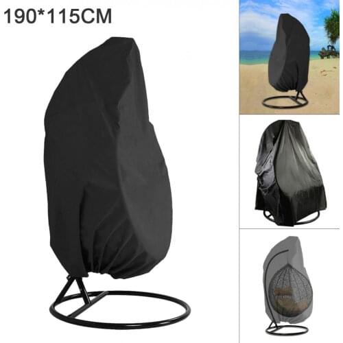 190 x 115cm Black / Grey 210D Oxford Fabric Waterproof Dustproof Outdoor Garden Patio Hanging Swing Rattan Chair Cover