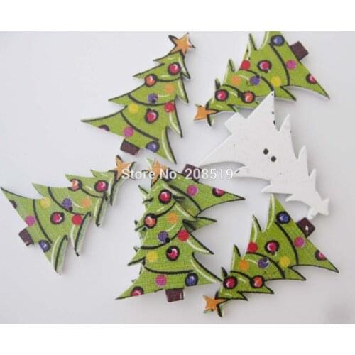 WBNLWN Green Christmas Type Decoration Scrapbook sewing buttons 120pcs wooden button 30mm*23mm