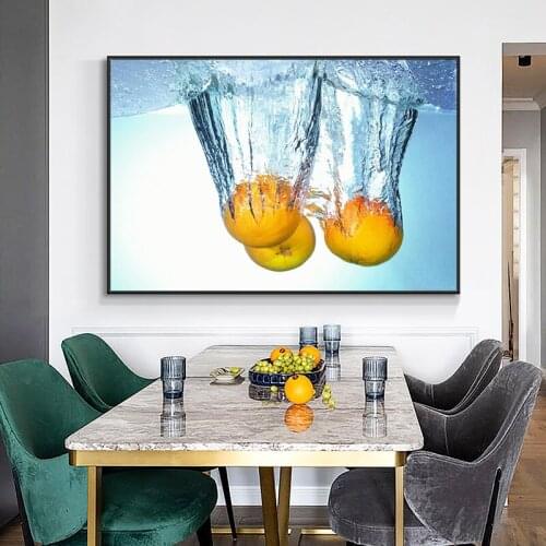 Yellow Lemon in Water Kitchen Food Canvas Painting Cuadros Scandinavian Posters and Prints Wall Art Picture Living Room Decor