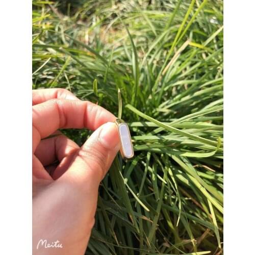 2021 New Personality Vintage Trendy Mother Shell Simple Geometric Rectangle Brass Ring 14K For Women Girls Party Jewelry Gifts