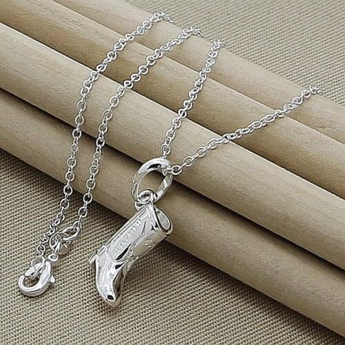 2019 New 925 Silver Necklace Fashion Shoes Pendant Necklace Women Sterling Silver Jewelry Christmas Gifts