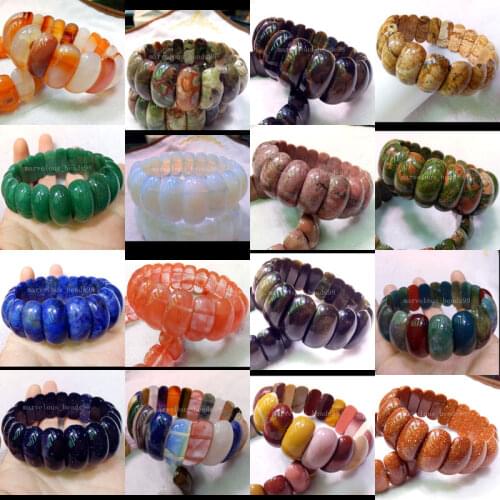 Gold Stone Carnelian Jaspe Mookaite Artistic Rhodonite Aventurine Opal Unikate Obsidian Tigers Eye Stretch Bracelet 7" WB495