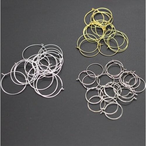 50pcs/lot Gold Round Circle Wire Earring Hoops 25mm 30mm Hypoallergenic Stainless Steel Earring Loops for DIY Jewelry Findings