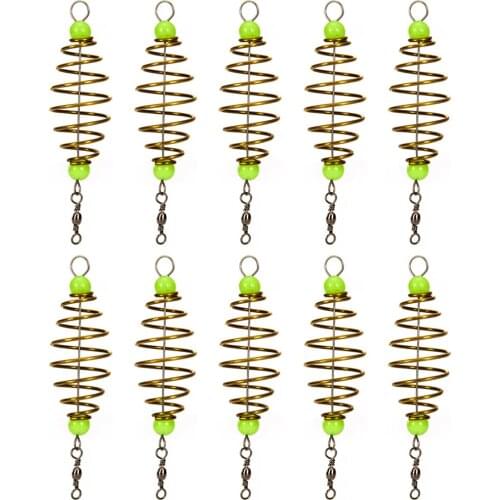 10Pcs/Lot Spring Fishing Bait Stainless Steel Feeder Inline Hanging Lure Tackle Fishing Tools Fishing Accessories 45mm/1.77in