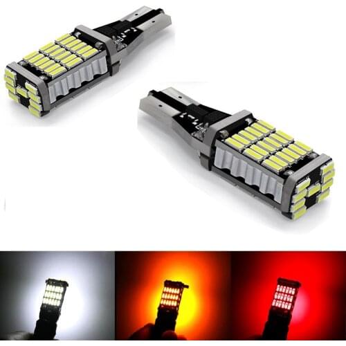 20Pcs t15 W16W Car LED Light 45smd Canbus Bulb Error Free Vehicle Brake Parking Revering Turn Signal Lamp Taillight White Orange