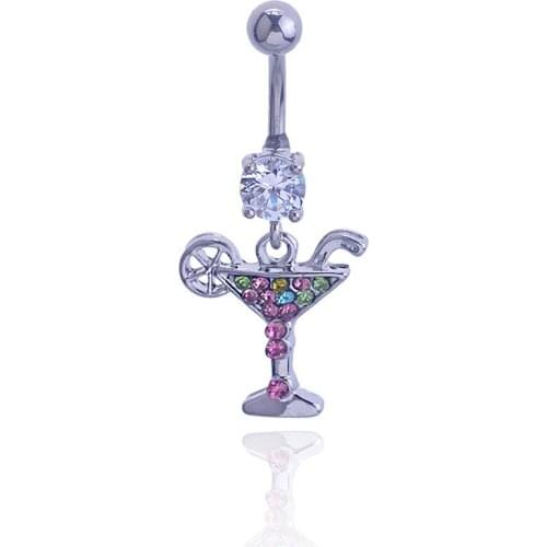 316L Sexy Belly Ring Horseshoe Glass Belly Ring Stainless Surgical Steel