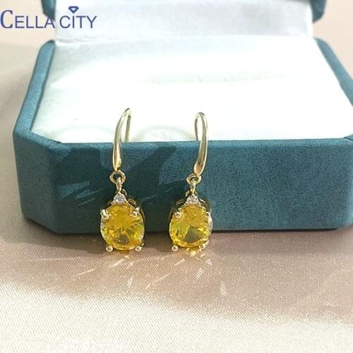Cellacity 925 Sterling Silver Earrings For Charm Lady With Oval Shaped Citrine Gemstones Drop Earrings Wedding Party Gifts