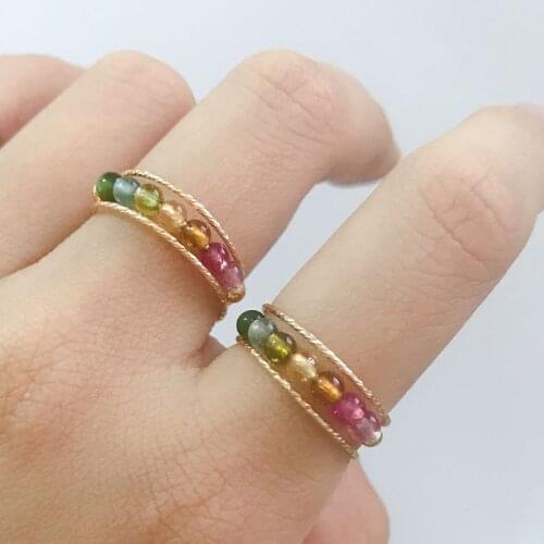 Natural Tourmaline Rings 14K Gold Filled Knuckle Ring Mujer Boho Bague Femme Handmade Minimalism Jewelry Rings for Women
