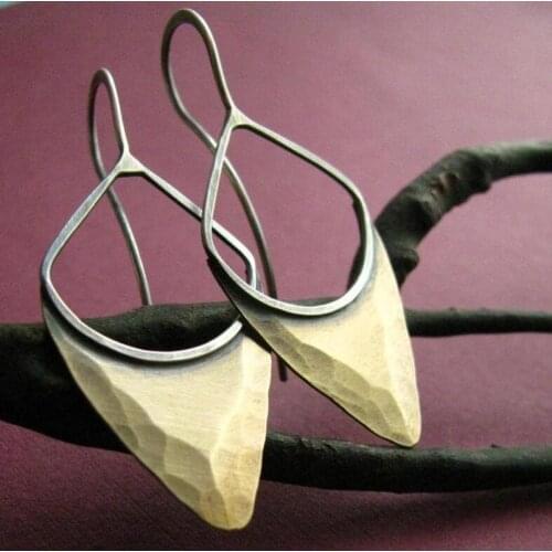 Creative Brushed Bronze Elf Shield Earrings Wedding Anniversary Women Earring Fashion Exquisite Jewelry