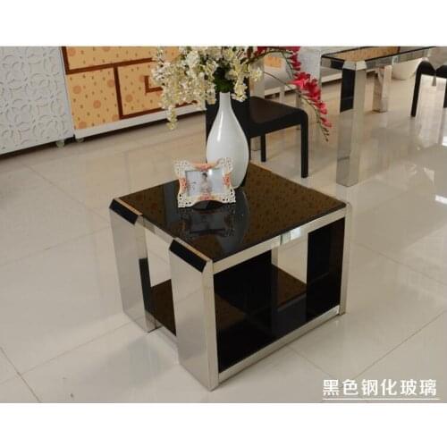Square foot angle several stainless steel marble generous tempered glass small coffee table modern minimalist side phone couple
