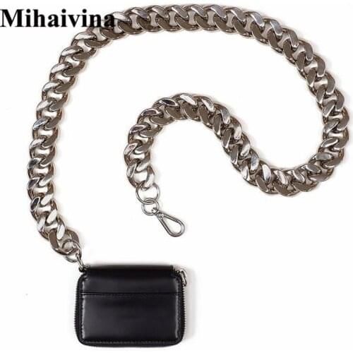 Mihaivina Mini Thick Chain Bags For Women Chest Bag Handbag Luxury Designer Metal Chain Shoulder Messenger Bags Coin Purses New