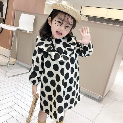 2 3 4 5 6 Years Toddler Girls Dress Fashion Cute Dot Ruffles A-Line Dresses for Girl Children Girl Dress Autumn New Arrival