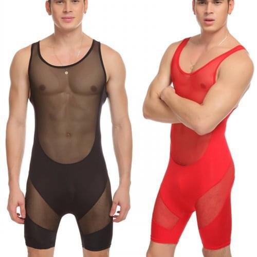 Mens Underwear Sexy Transparent Elastic Pants Siamese Conjoined Clothes 320