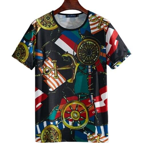 New Arrival Fashion Summer Super Large Short Sleeve Male O-neck Knitted Print Men Plus Size 2XL 3XL 4XL 5XL 6XL 7XL 8XL 9XL
