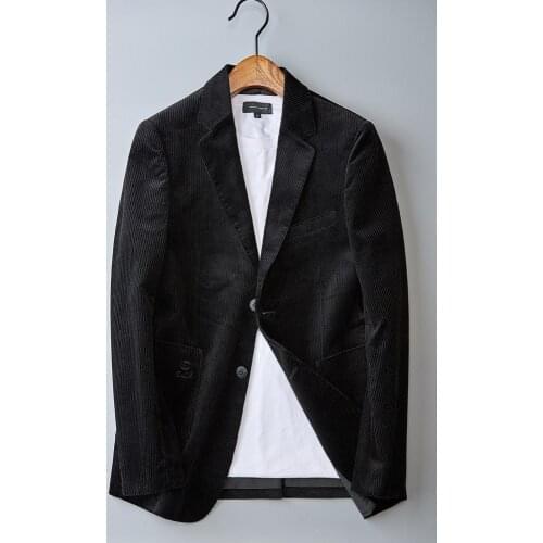 2020 Mens Corduroy Blazer Autumn New Black Vintage Jacket Cotton Casual Coats Hip Top Men Jackets London X2