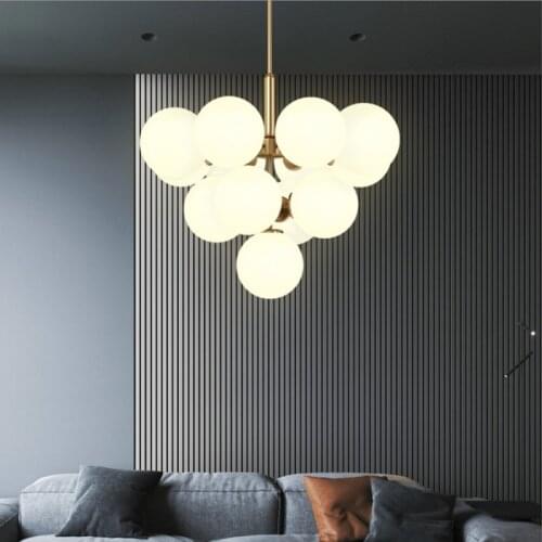 Nordic White Glass Ball Pendant Lights Modern Led Decorative Lamps of Ceiling Home Living Room Decoration Hanging Light Fixture