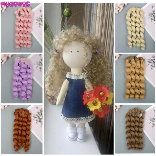 1pc 15cm Doll Accessories Curly Synthetic Fiber Wig Hair for Doll DIY High Temperature Wire Doll Wigs
