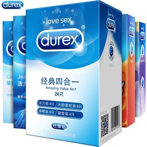 Durex 24/48/96PCS Natural Latex Condoms Penis Sleeve Safer Contraception for Men Sex Erotic Adult Condoms for couples sex shop