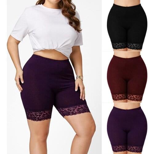 Plus Size Women High Waist Hollow Lace Solid Color Elastic Breathable Bottoming leggings Under Skirt A66