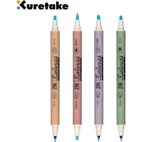 1PC ZIG Kuretake Transparent Embossed Imprint Pen Embossing Twin Tip Glue Calligraphy Scroll & Brush Fine & Chisel Pens