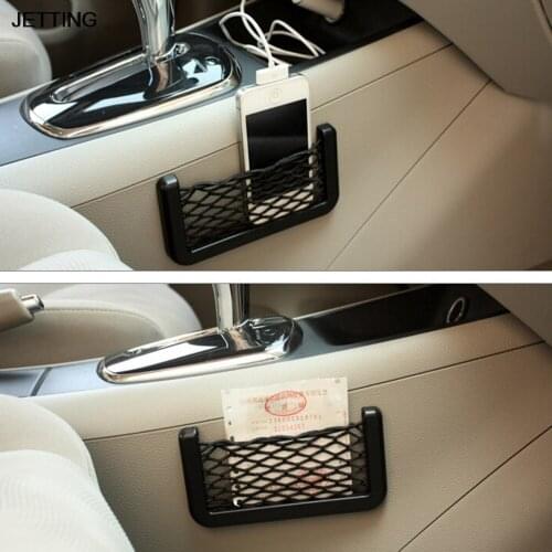 JETTING Mesh Resilient Nylon Car Carrying String Bag Vehicle Storage Network Pocket Handphone Holder Auto Accessories