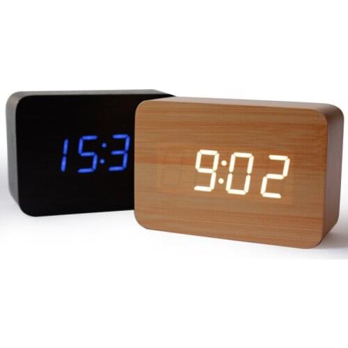 LED Wooden Clock Digital Alarm Clocks Desktop Table Clocks Electronic Voice Control Temperature Display Despertador Home Decor