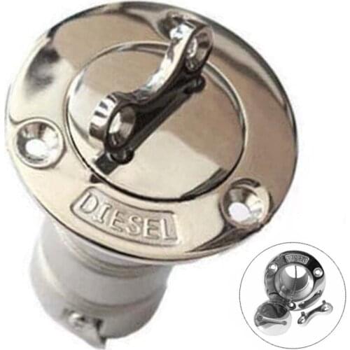 1.5 Inch Marine Fuel Tank Silver Rowing Boat Trucks Deck Gas Stainless Steel 316 Boat Deck Gas Fuel Filler with Key Cap Marine