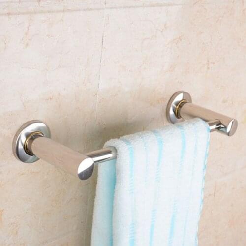 48/38CM Stainless Steel Fixed Bath Towel Holder Bathroom Towel Bar Wall Mounted Towel Hanger Single Hook Dual Towel Racks