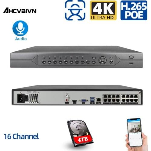 New H.265 Max 4K Output CCTV NVR 16CH 8MP Security Video Recorder H.265 Motion Detect ONVIF P2P CCTV NVR Face Detection