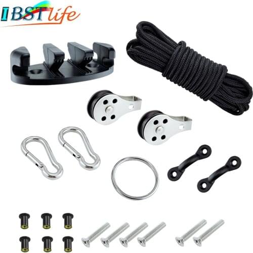 Water Sports Kayak Canoe Anchor Trolley Kit Cleat Rigging Ring Pulleys Pad Eyes Well Nuts Screws Rope Boats Decks Accessories