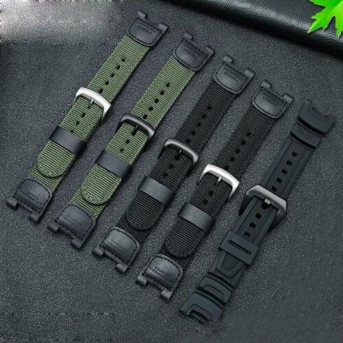 Military Green Nylon Watchband For Casio SGW100 Driving Sport Watch Accessories Waterproof Strap Replacement Silver Black Buckle