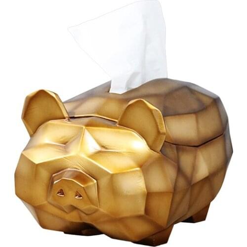 Fun abstract cartoon pig art resin tissue box Brief geometric home decoration tissue box
