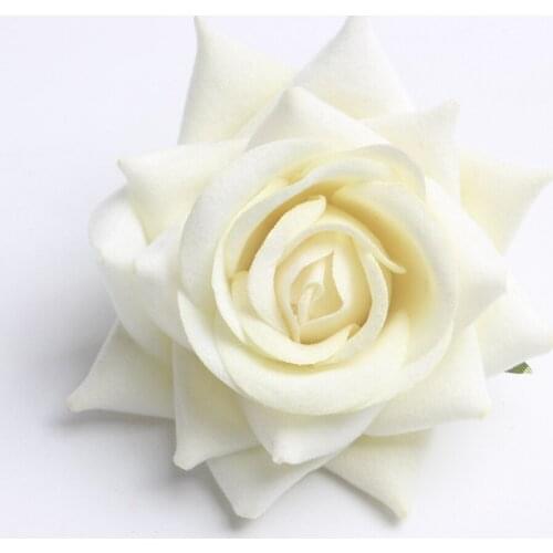 10 Pieces Artificial Velvet Rose Flower Head for DIY Hair Accessories Craft White