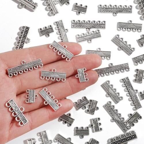 10pcs Antique Tibetan Silver Color Charms Bracelet Connecter Buckle Pendants For DIY Earrings Necklace Jewelry Making Handmade