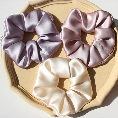 100% Pure Silk Hair Scrunchies for Women Girls Big Scrunchy Ponytail Holder Elastic Bobbles Ties Band Luxurious 19MM silk 6CM