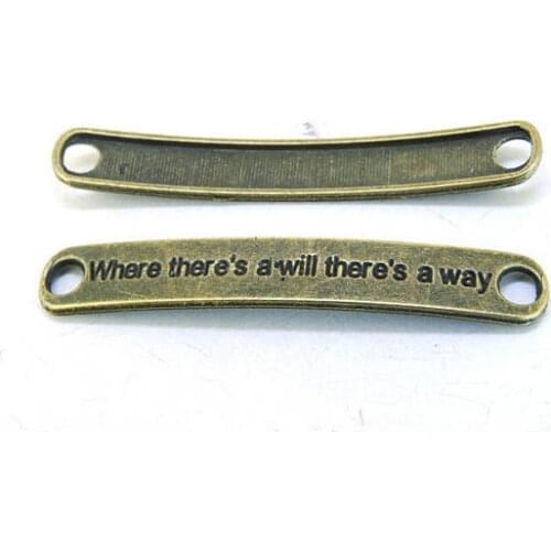 20pcs Antique Silver tone/Antique Bronze Sideway Connector Pendant Charm/Finding,Where there is a Will,There is a Way