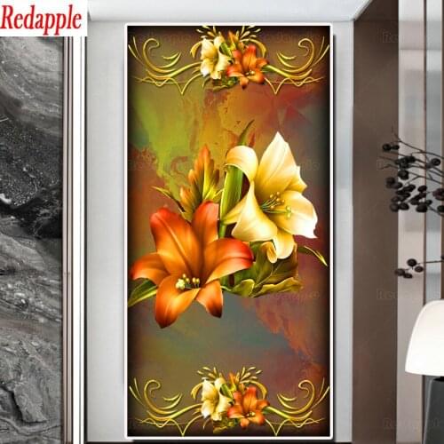 Large size 5D Round Diamond Painting beautiful Lily flower Full Square round Embroidery Mosaic Cross Stitch Handmade Gift decor